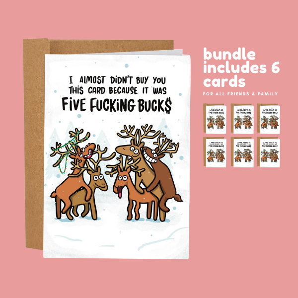 Five Fucking Bucks Bundle | Funny Christmas Card