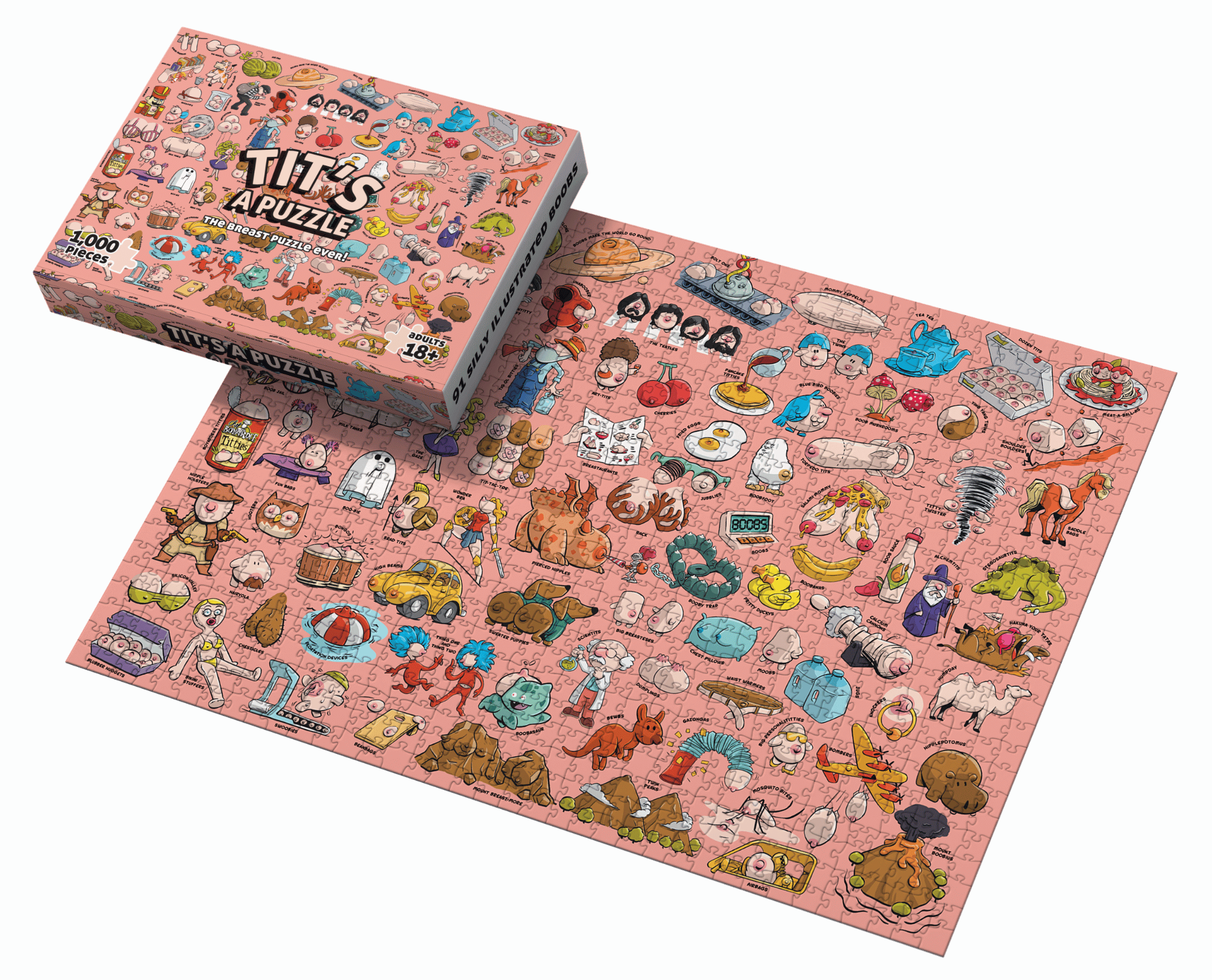 puzzle filled with random objects that look like boobs