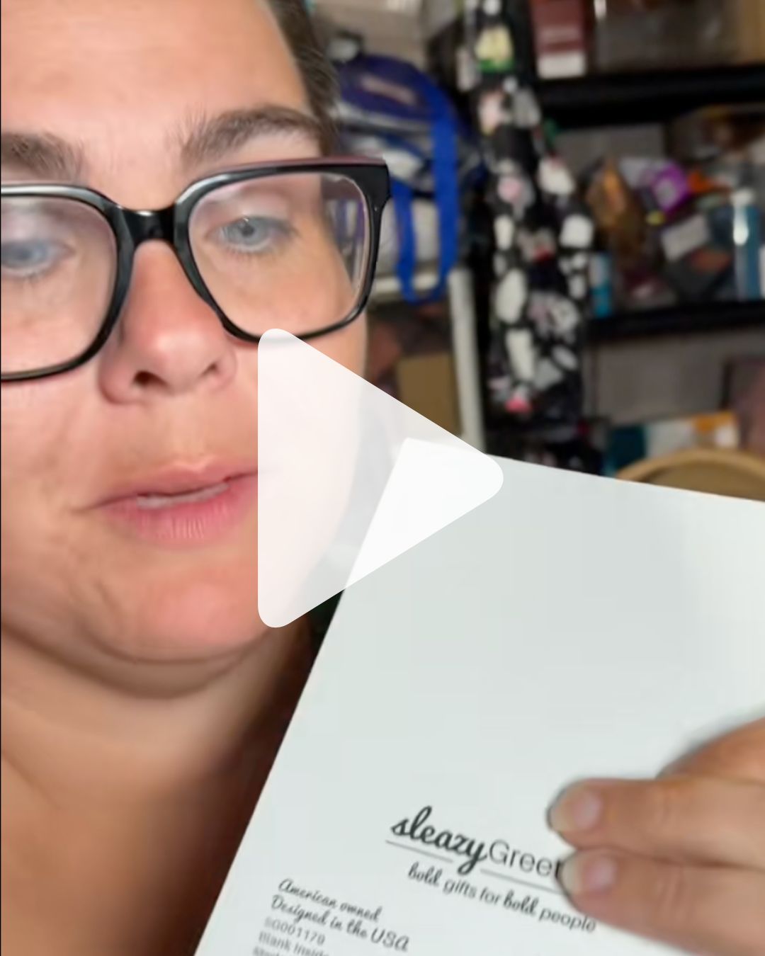 dad reading a sleazy greeting card