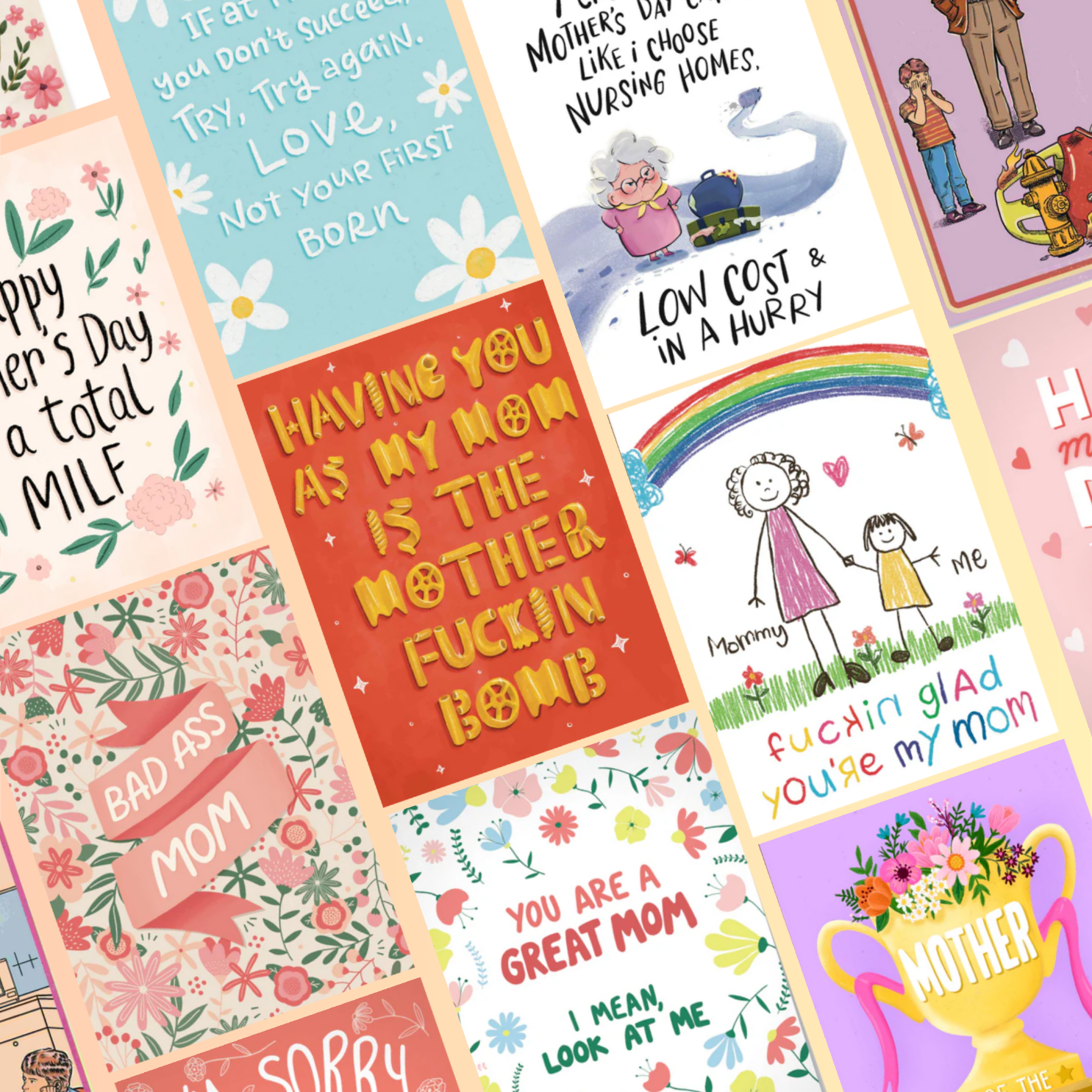 Group of 6 funny stickers