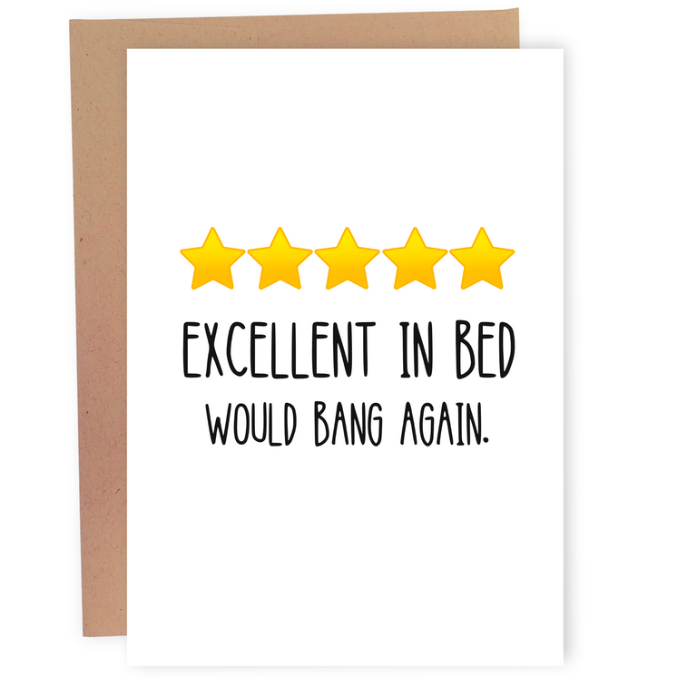 Funny Birthday Card For Boyfriend - Excellent In Bed Card Sleazy Greetings