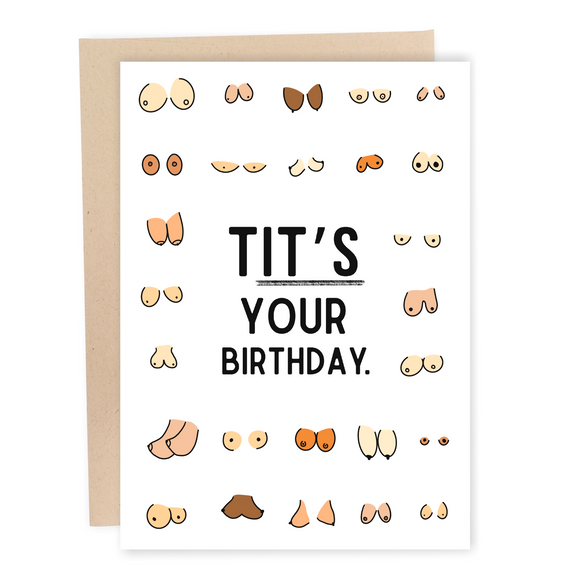 funny tit's your birthday boob card