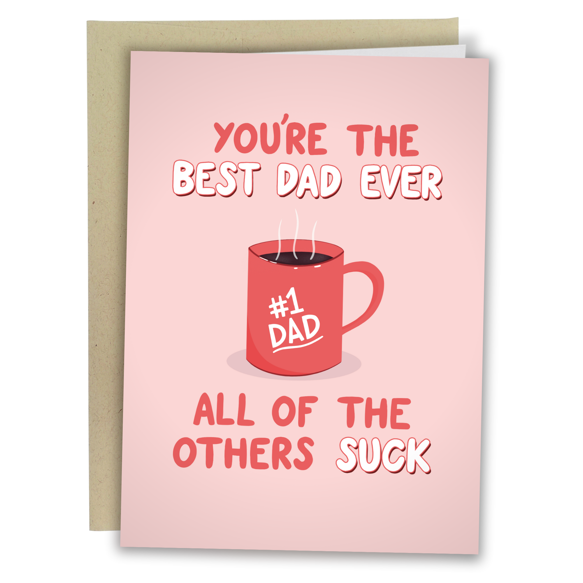#1 best dad red mug greeting card