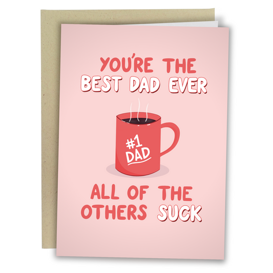 #1 best dad red mug greeting card