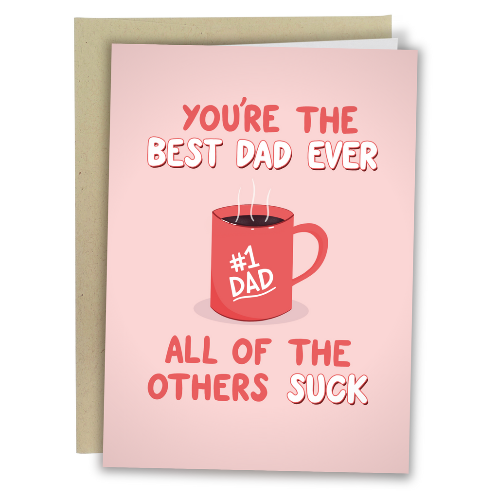 #1 best dad red mug greeting card

