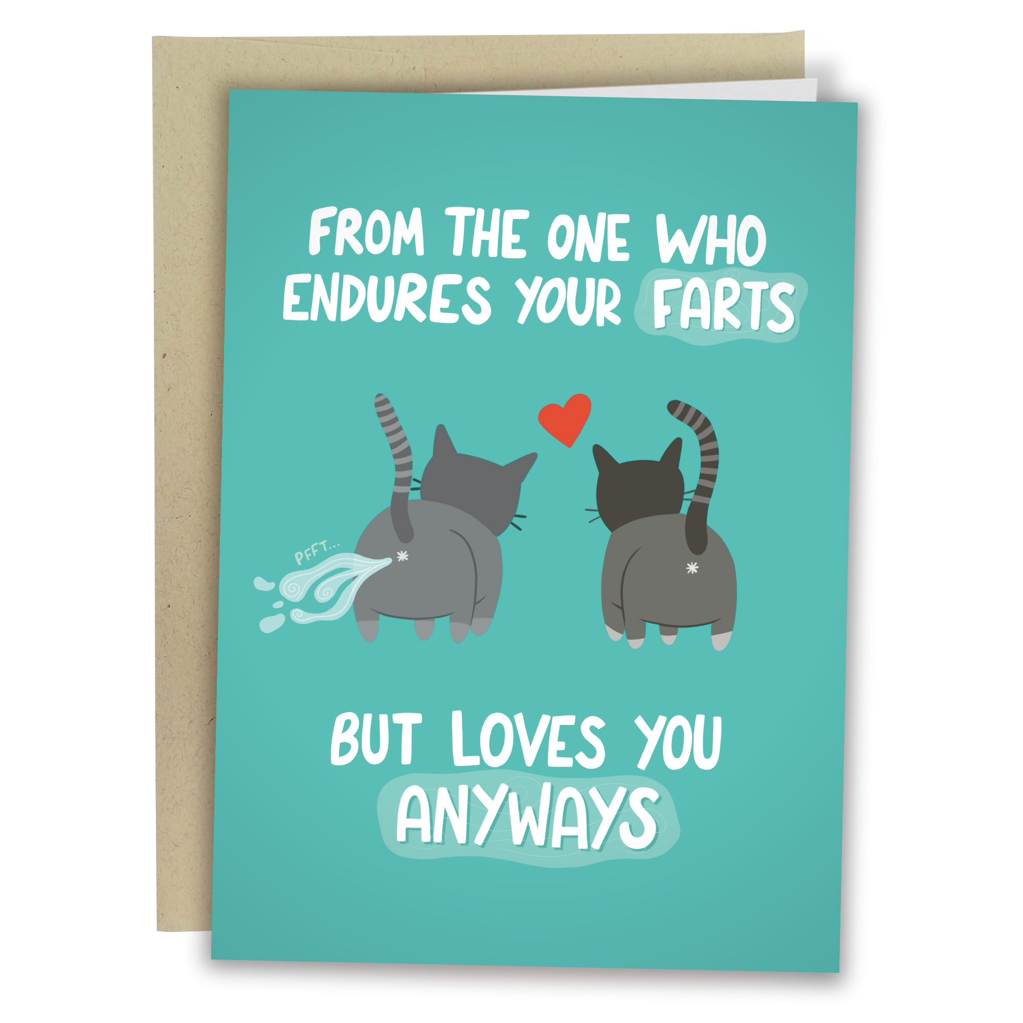Funny Fart Birthday Card / Endures Your Farts Cat - Sleazy Greetings