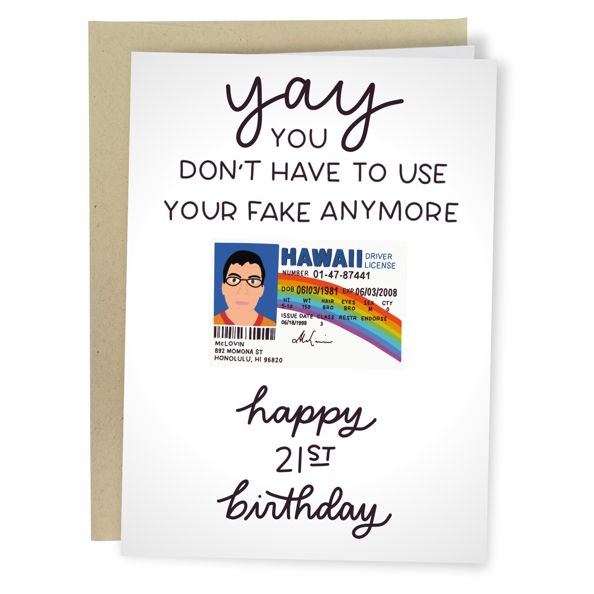 Funny 21st Birthday Card / No More Fake I.D. image