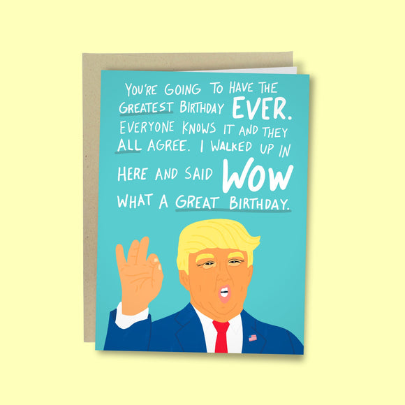 Funny Birthday Card, Donald Trump Birthday Card, Funny Trump Card, Greatest Birthday Card
